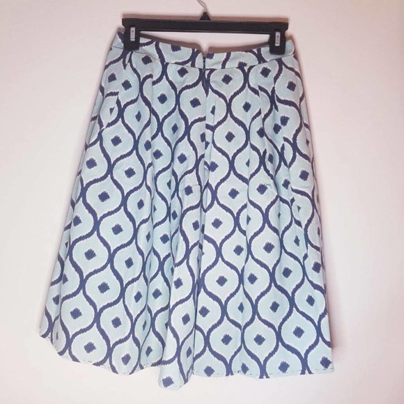 Mirelle Full Skirt Green Geometric 100% Cotton M - Picture 5 of 10